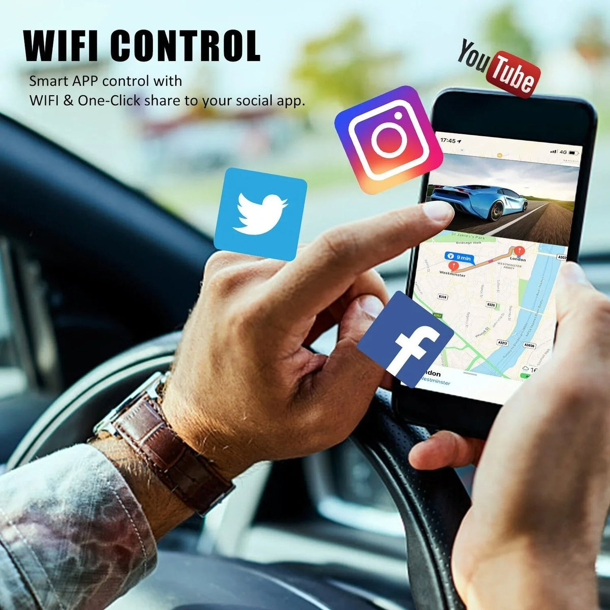 Recorder 4K Rear & Camera Cars Track Front True 3 Video Lens Dual WiFi&GPS Dash
