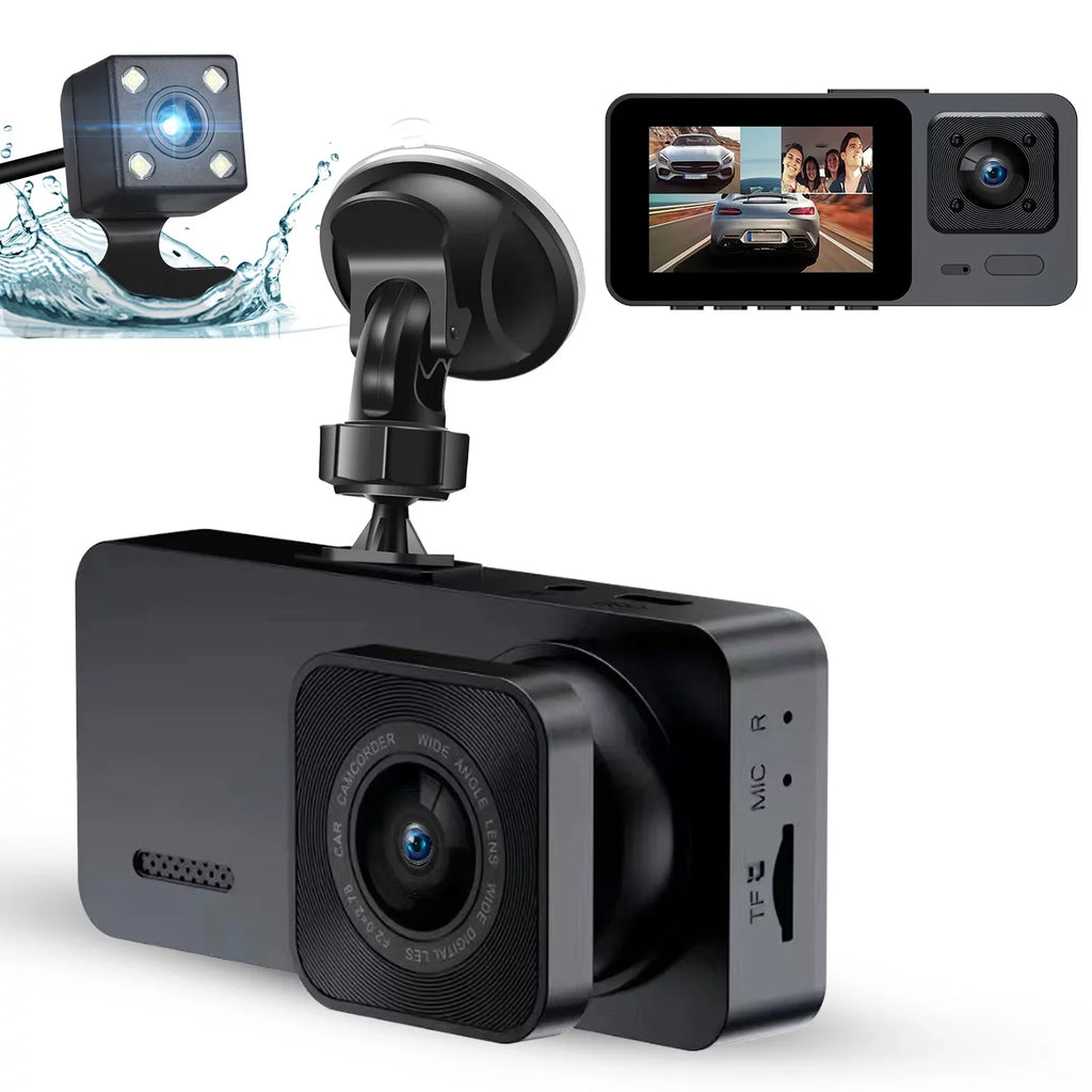Cam Dual with and Rear, Camera, Vision Dash Backup Night Cam Screen 1080P HD Dash Car TSV 3 Channel Front Camera DVR