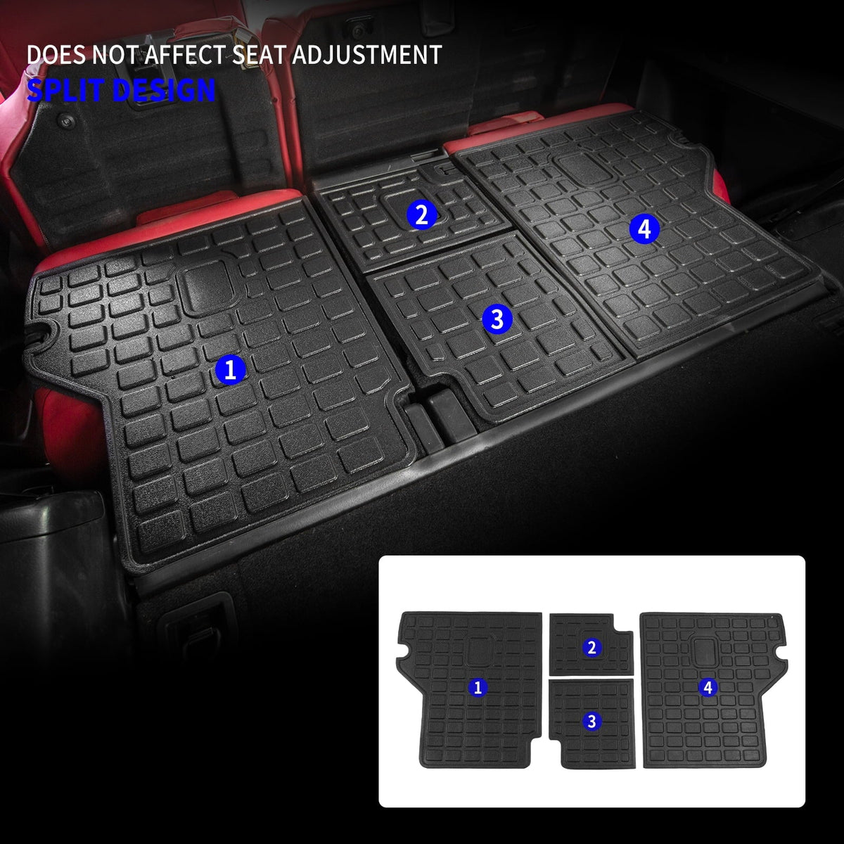 4Runner All climate Toyota Protector Liner Runner Tray) Back 2022 Seat 2010-2023 (Backrest Cover Trunk Without Fit Cargo Accessories Mat Cargo 4 Toyota Sliding Mats,Fit Mat