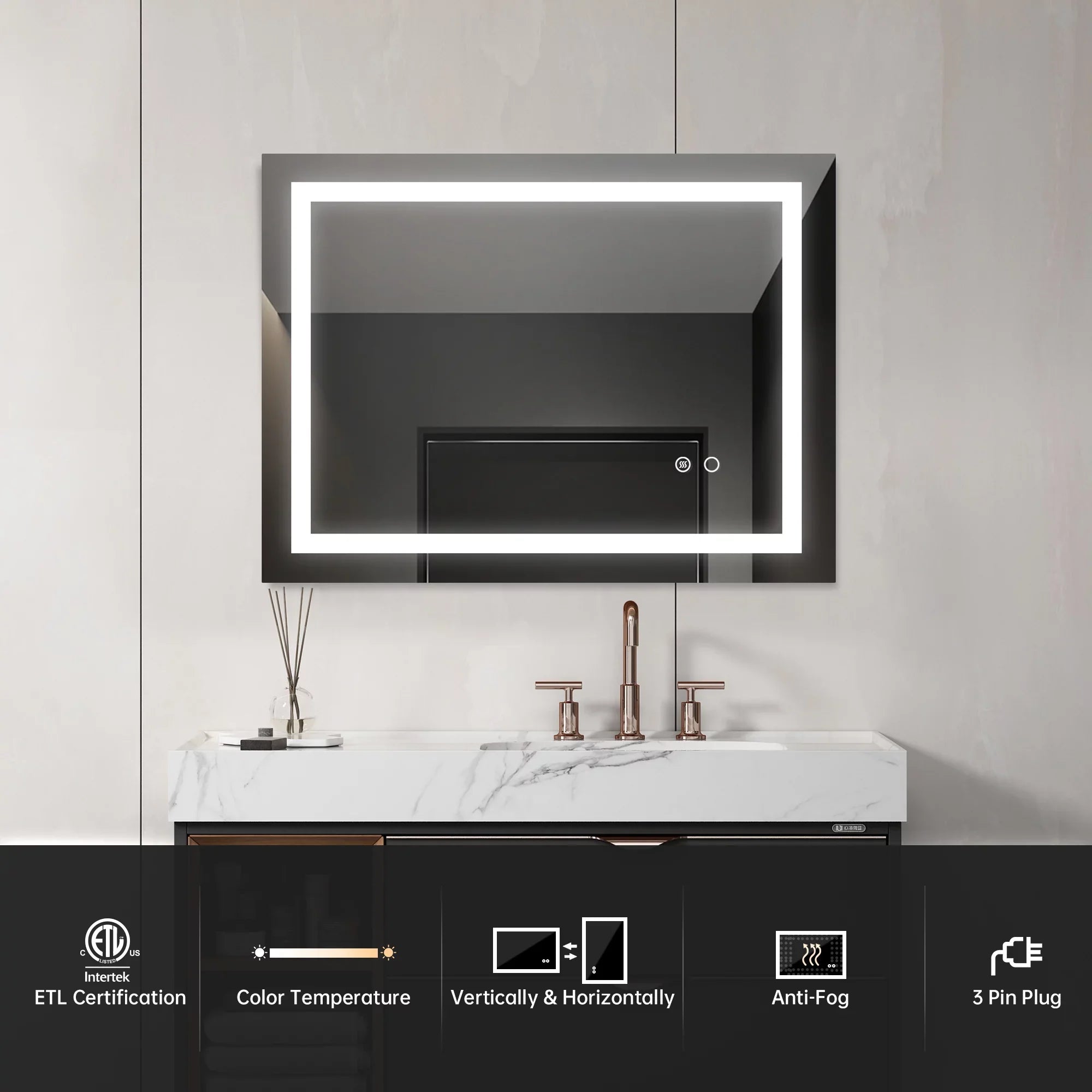 Illuminate - Mirror Mounted inches LED Bathroom design Wall with 32*24 -