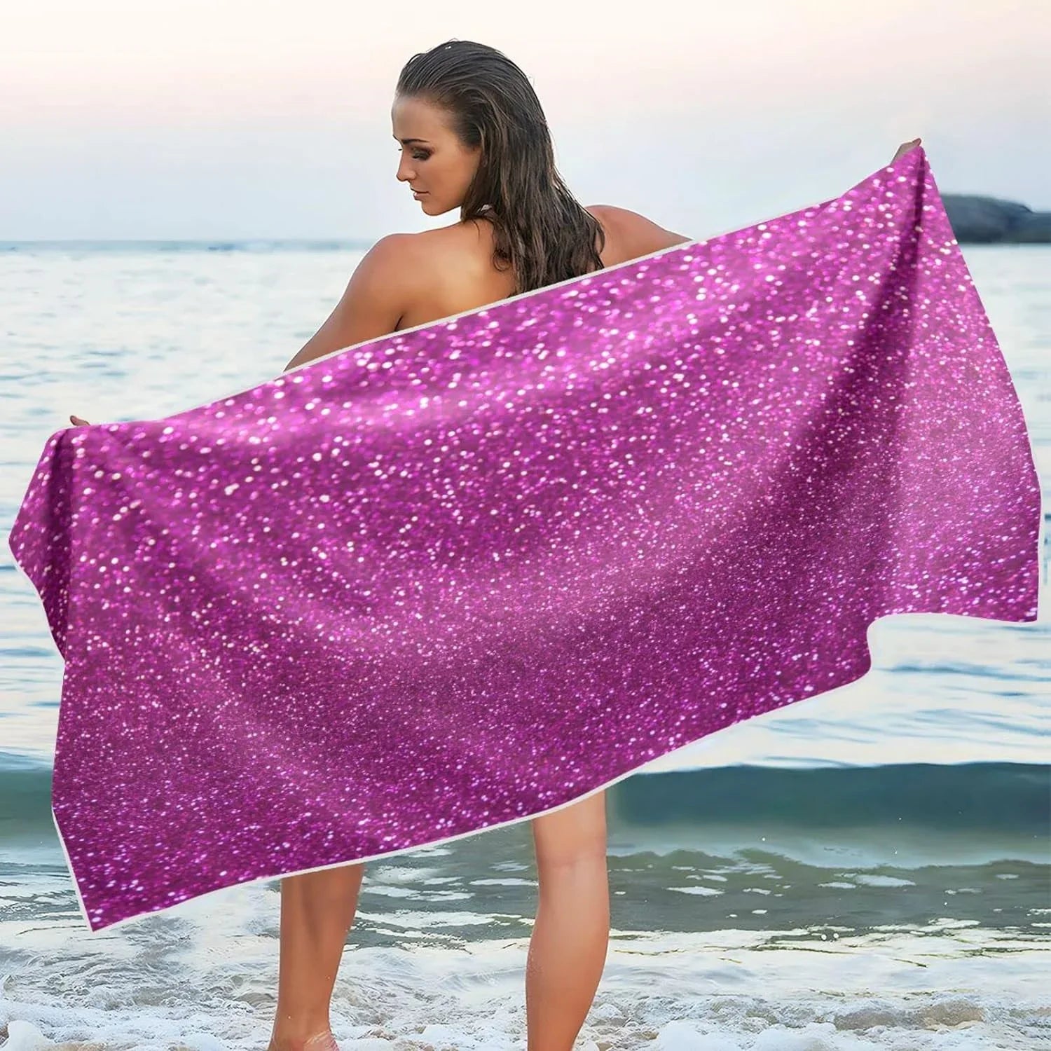 Blanket, Bestwell Swim Texture Dry Beach Towel Thin 30”X60” Towel Quick Sand Bath Free Lightweight Pool Multipurpose Oversized Glitter Shower Yoga Towel Towel, Microfiber