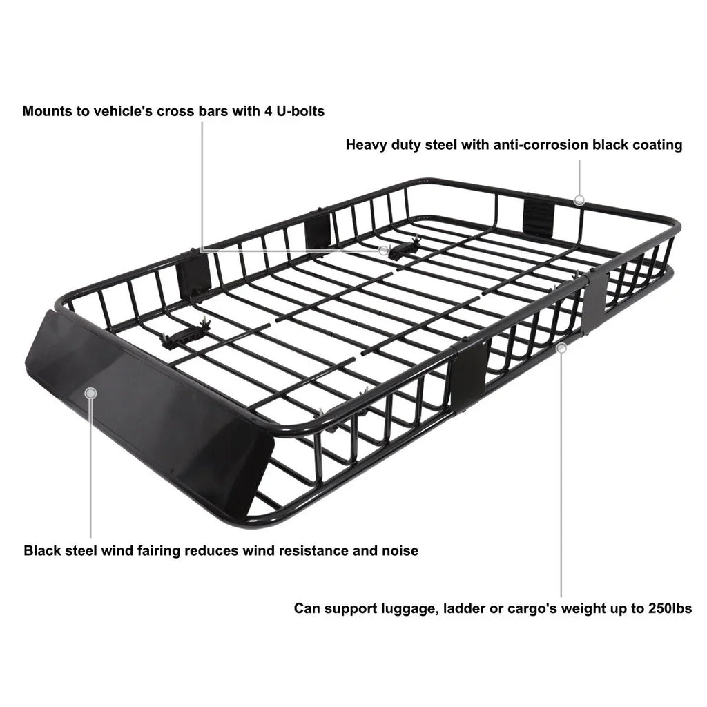 Rack Cargo Top Truck 64" Luggage Carrier Roof Steel Teledu SUV Basket Extendable