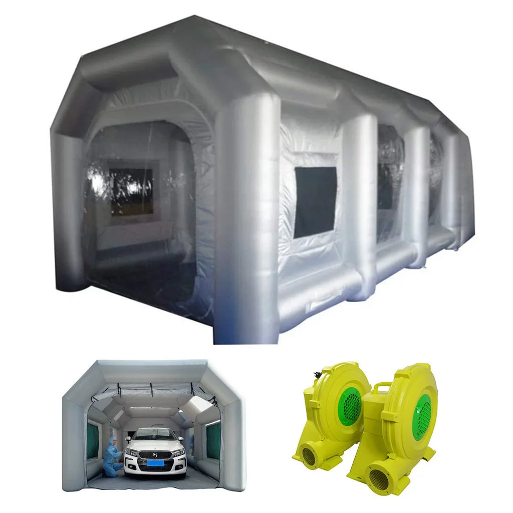 INTBUYING Cabin 2 with 19.6*9.8*8.2ft Spray Inflatable Portable Booth Tent Blowers Car Paint Painting External