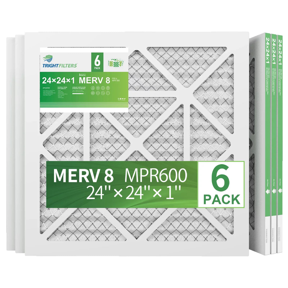 Filters 24x24x1 8 Home Furnace TRIGHTFILTERS Pleated HVAC AC 6 Filter MERV Air Pack