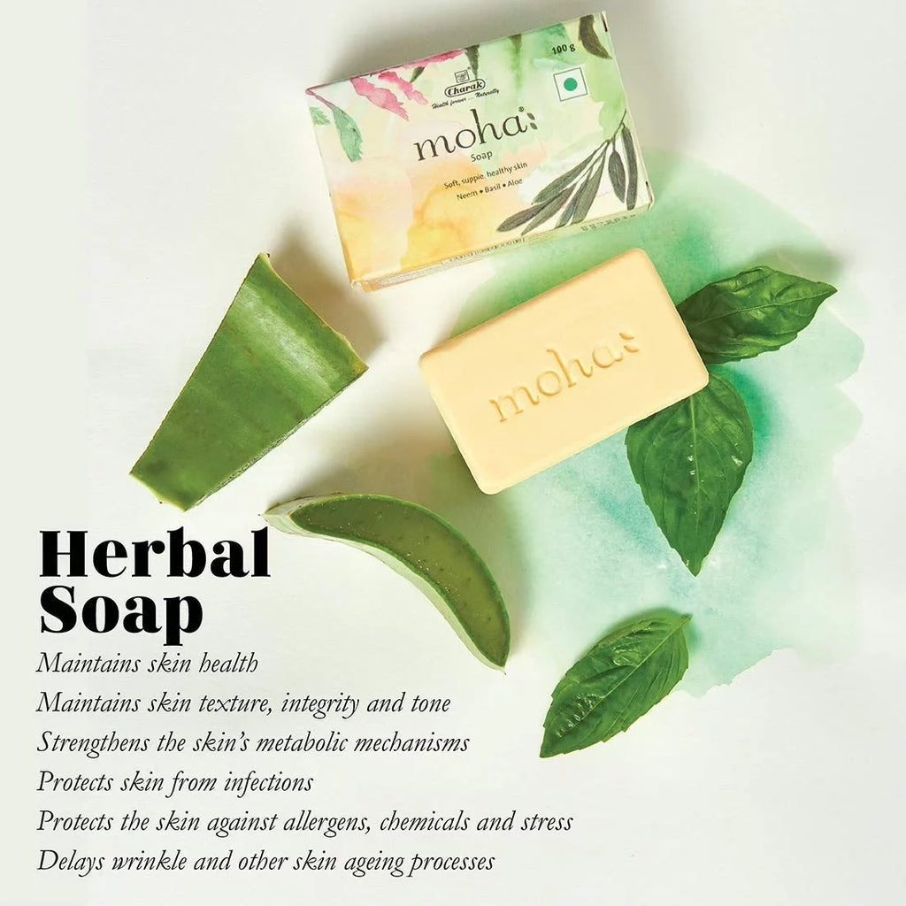 Moha & Aloe X Of Soap 3 Basil Neem, Body Goodness Soap, Gel, With Face Vera Bathing Soap, Gram & Pamer Herbal 100 Product Unisex