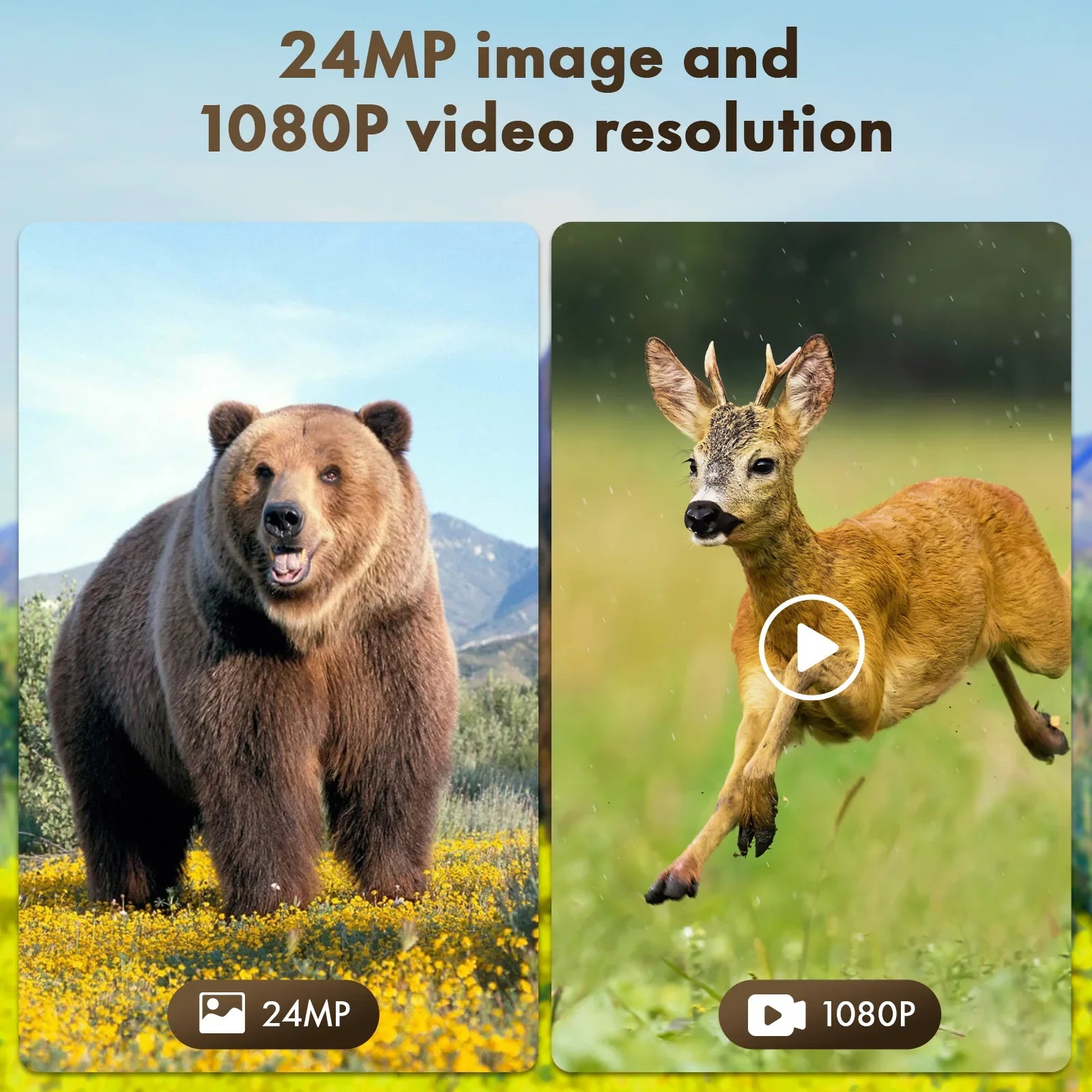 Night Vision Solar Rechargeable CAMPARK IP66 Built-in Camera 120°Wide 1080P Game Angle 2.0" Trigger 2500mAh Waterproof LCD Trail Card Cam with Camera Hunting 0.1s Speed with Lithium 24MP SD Battery