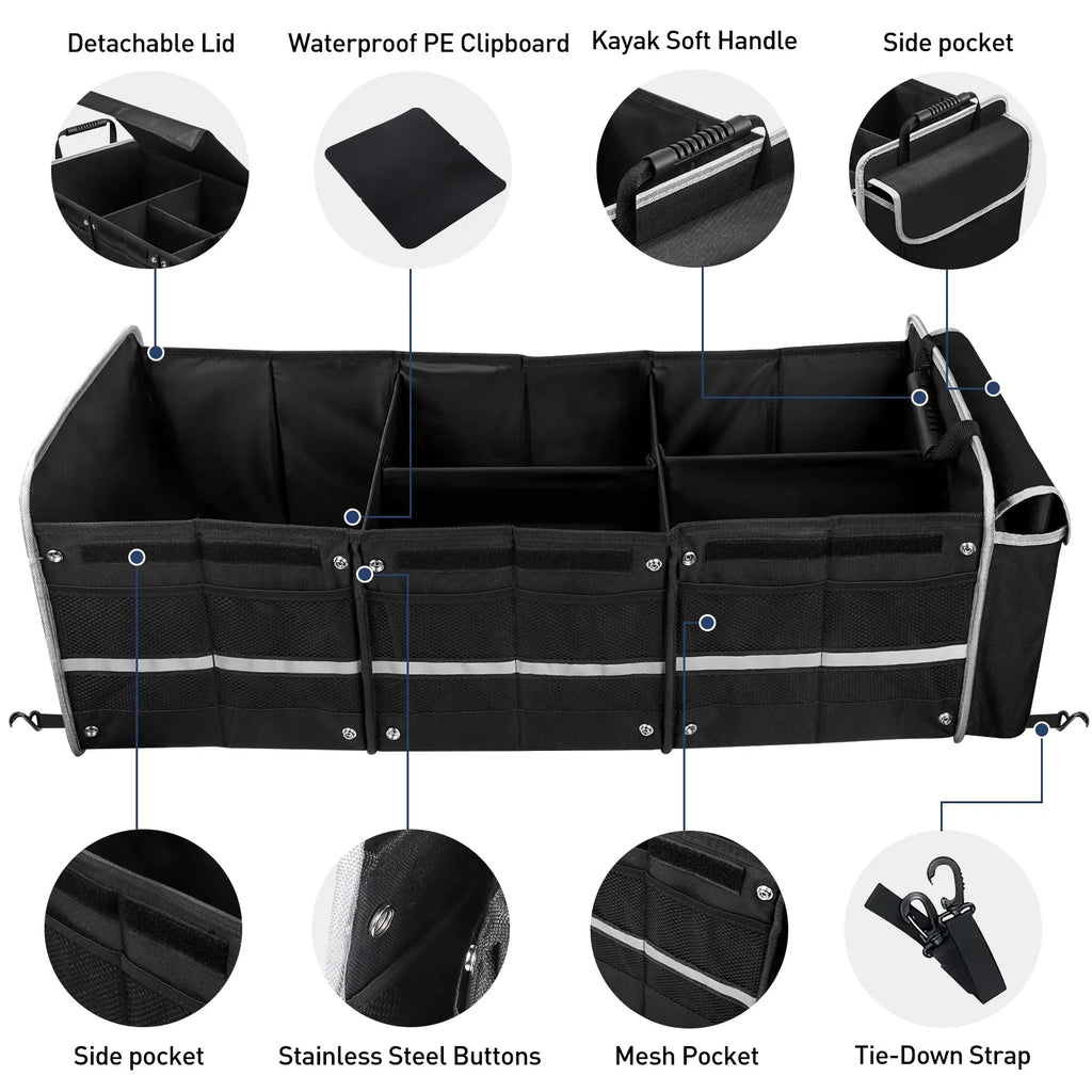 Compartment Trunk Car 4 Box Storage 1 SUV Collapsible Organizer, in with Trunk Car Bag Storage for Truck Cooler Insulated Multi Leakproof