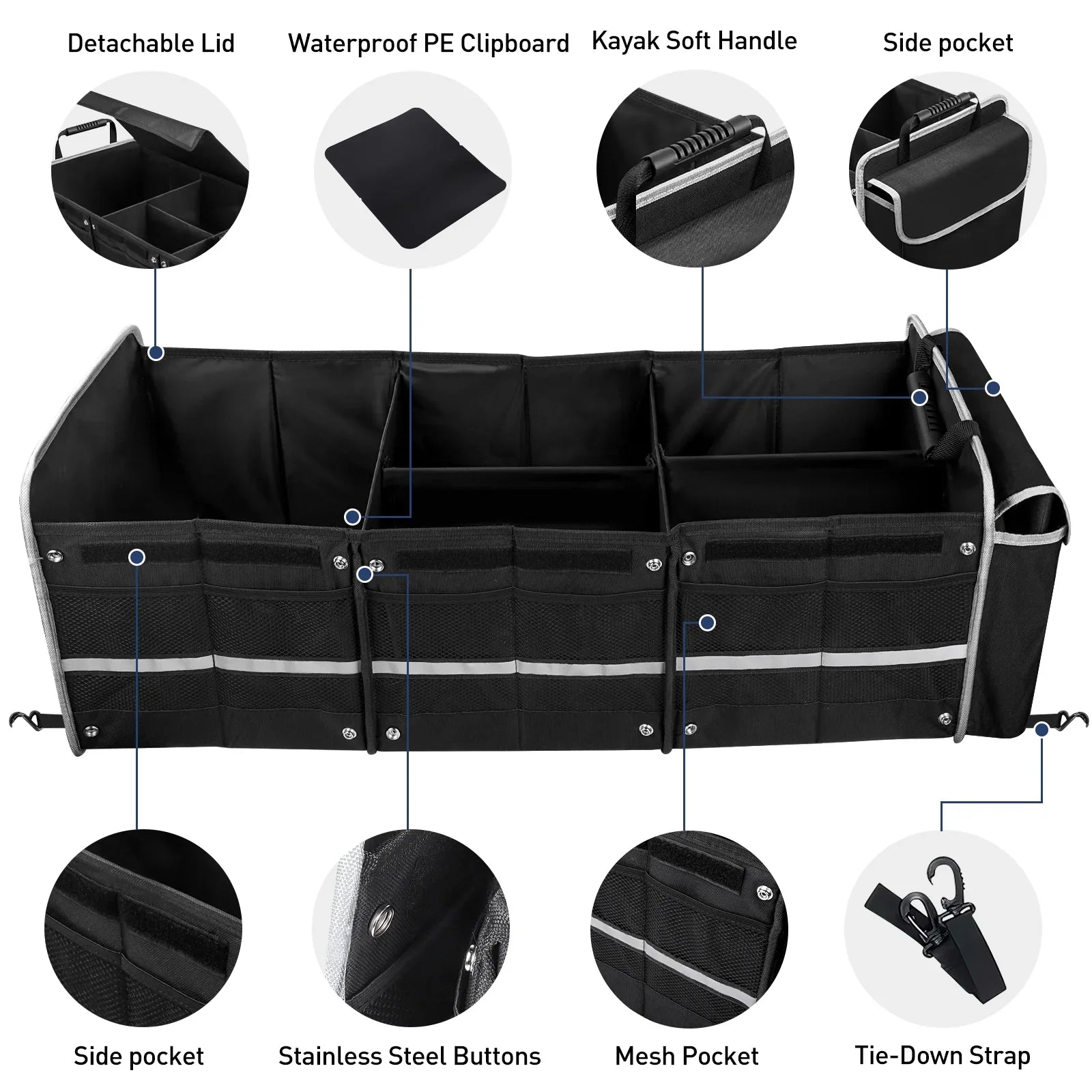 Compartment Trunk Car 4 Box Storage 1 SUV Collapsible Organizer, in with Trunk Car Bag Storage for Truck Cooler Insulated Multi Leakproof