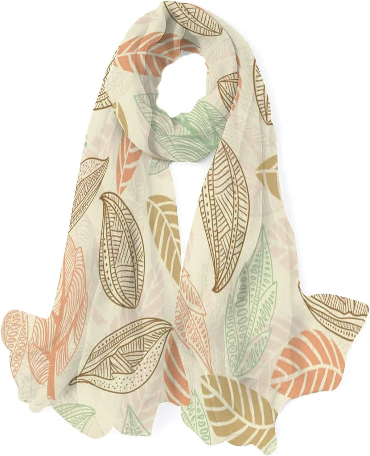 Silk for Leaf Lightweight Neck Women Long Wrap Scarves Hyjoy Pattern Vintage Girls Shawl Scarf