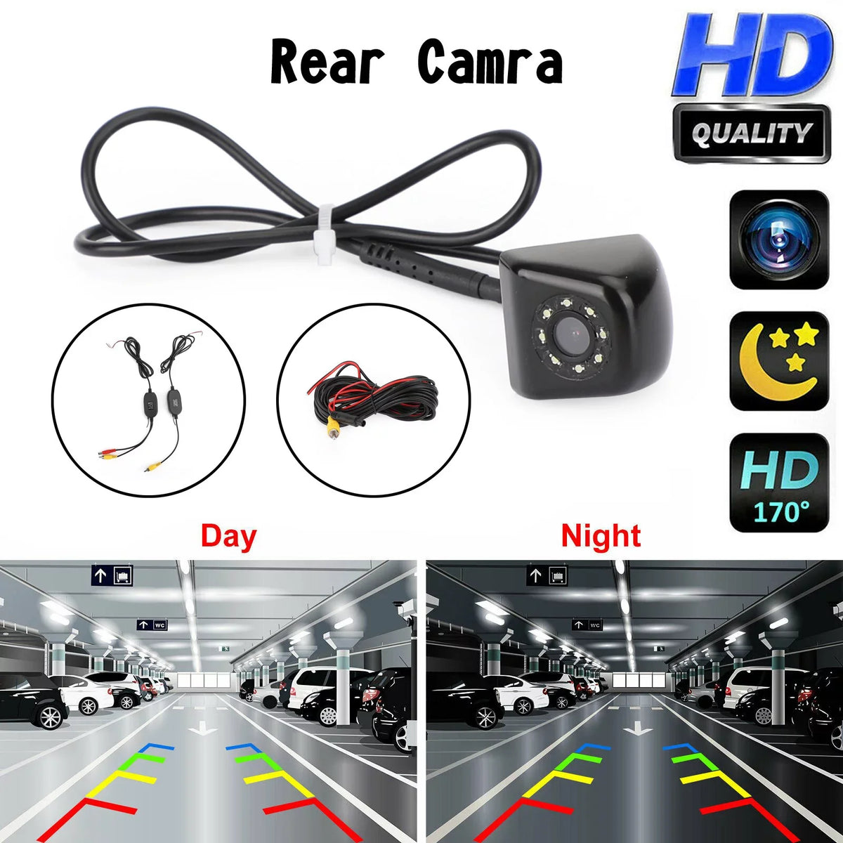 View Car Backup Wireless CMOS Camera View Reverse Rear Parking Night Waterproof