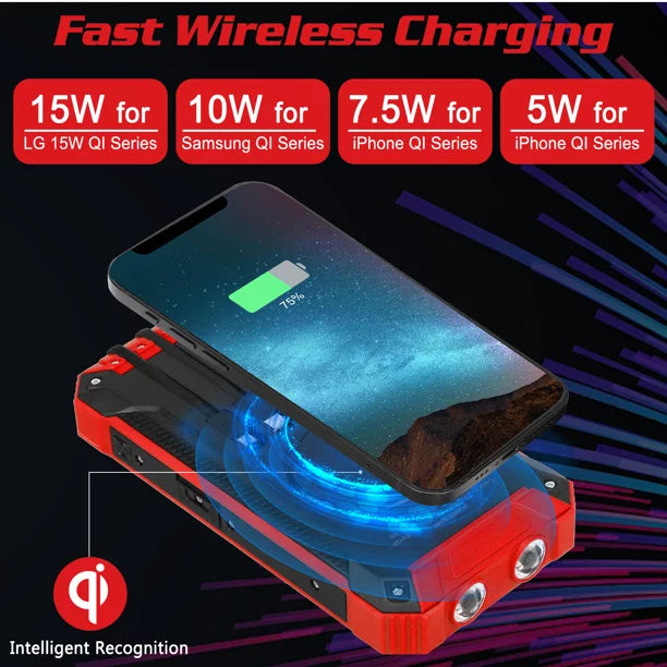 Outputs Qi with Power Port Flashlight USB 4 IPX4 LED 3 For Inputs 15W Bank K30i Solar 20000mAh 5G Built-in Charger Portable Xiaomi 5V/3A Redmi External Battery Wireless C 6 Cables Solar Waterproof