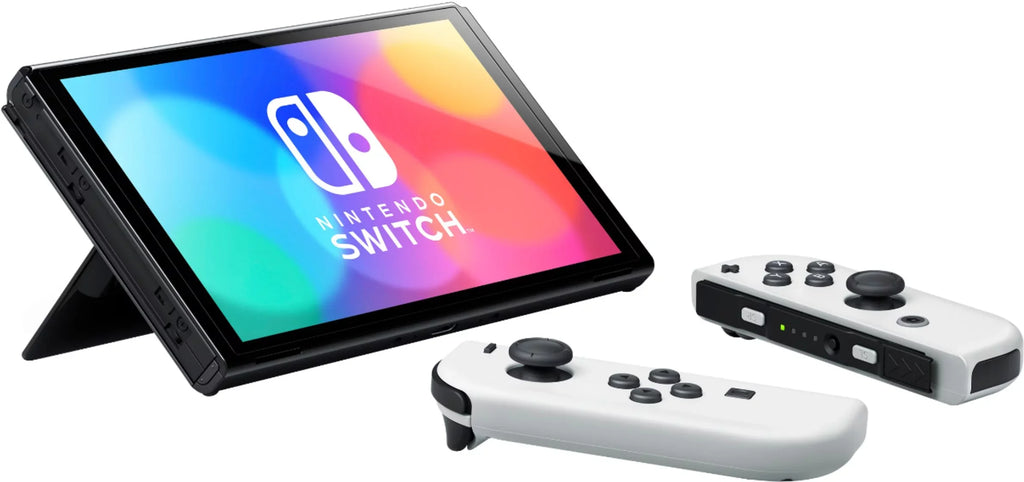 and Joy Mario Improved Switch Nintendo Battle LAN-Port Mytrix 2021 OLED 64GB And Model HD Wireless Rabbids Screen Accessories & Kingdom Console White Controller with New Con Dock