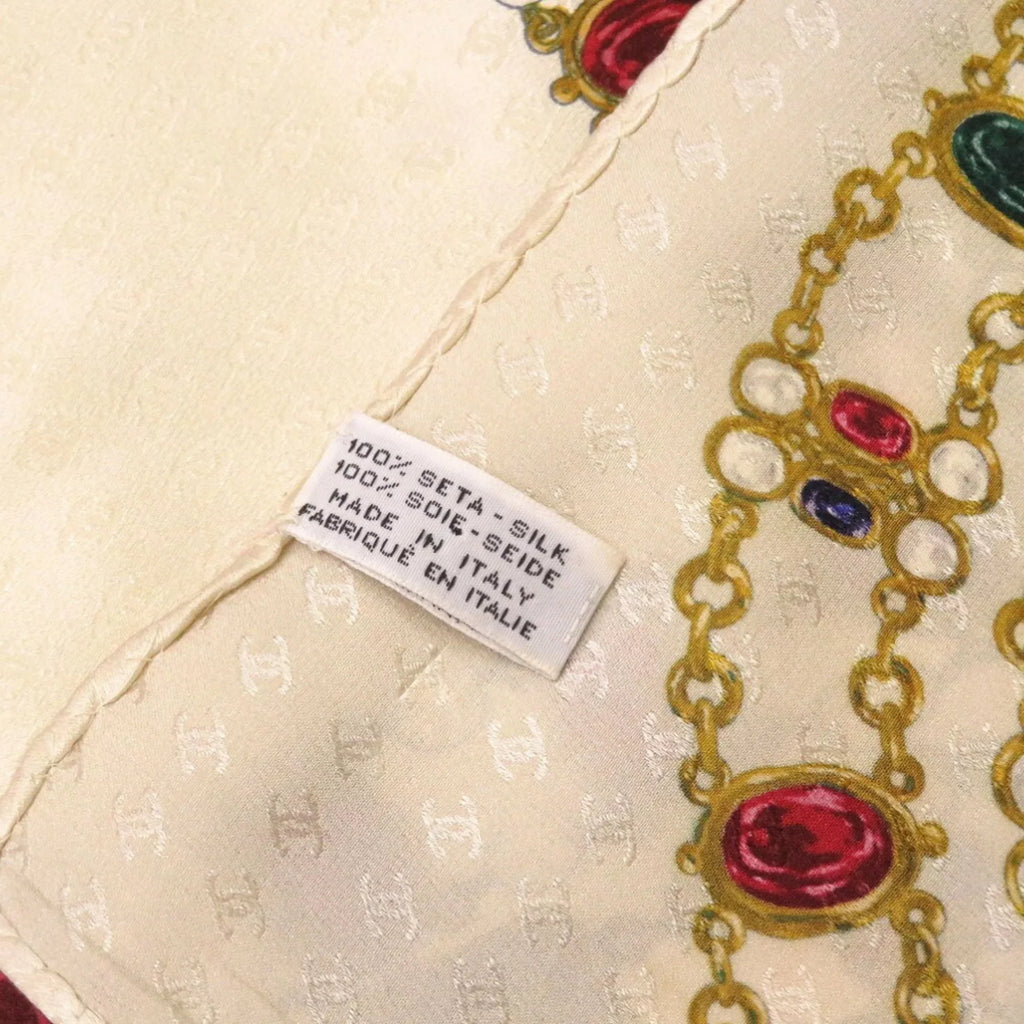 Silk Scarf Beige Stone (Fair) Pre-Owned Motif