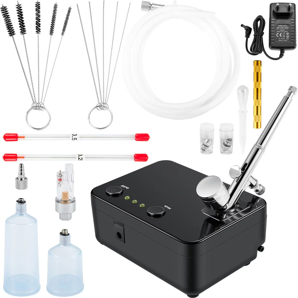Feed Airbrush BENTISM Kit Kit, Tattoo Portable Airbrush Makeup Dual-Action Gravity with Set Nail Airbrushing Airbrushes, w/Multi-Purpose System Compressor, Art Cookie