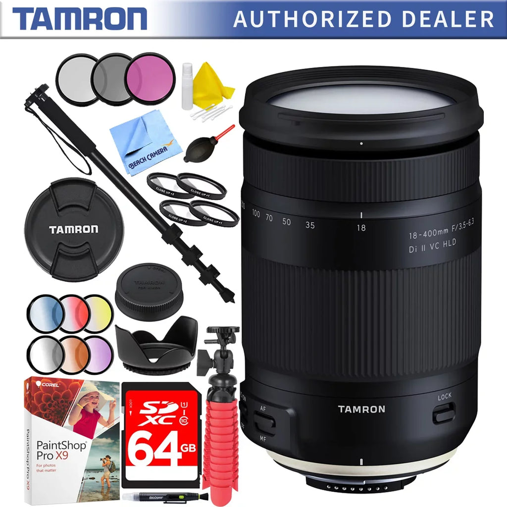VC Accessories II Bundle 64GB Di with for Sets Tamron Nikon Plus HLD All-In-One Mount f/3.5-6.3 72mm Zoom Lens Filter 18-400mm