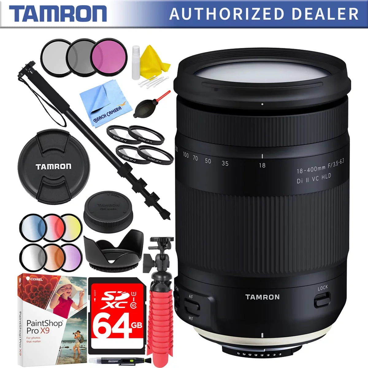 VC Accessories II Bundle 64GB Di with for Sets Tamron Nikon Plus HLD All-In-One Mount f/3.5-6.3 72mm Zoom Lens Filter 18-400mm