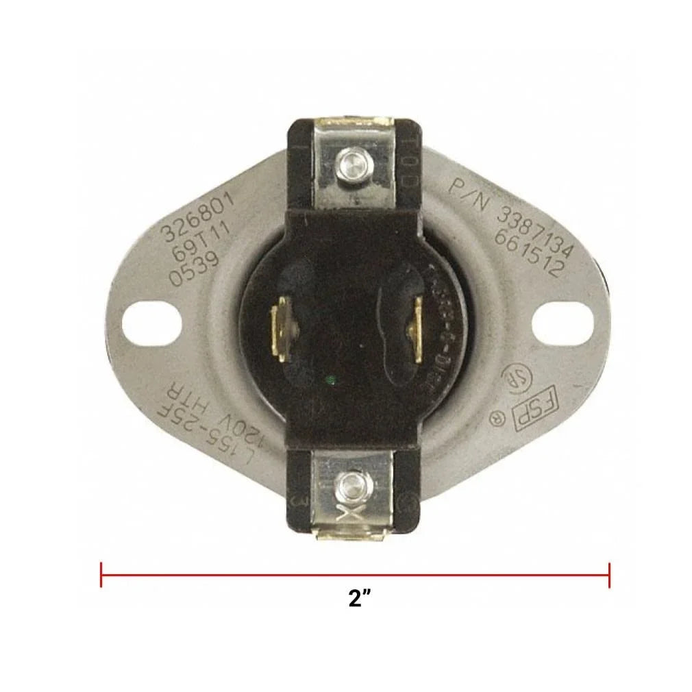 Approx. Replacement Maytag EAP11741405 Kenmore compatible Whirlpool and for with Heavy Length CKD2502 PRO 2" Cycling AP6008270 DUTY PS11741405 Dryer Thermostat SOLUTIONS GLOB PD00002313