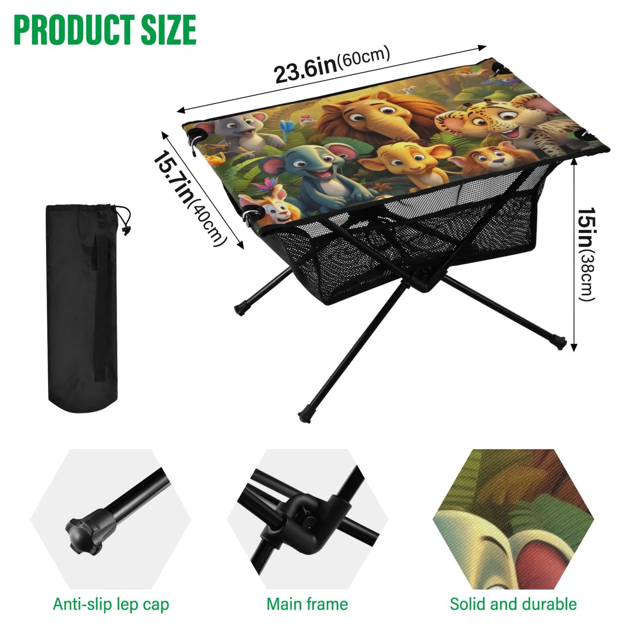 BBQ Portable Bag Folding Fishing exterior Picnic Forest Travel with Table Elephant Camping Table Table in Storage for Compact Beach
