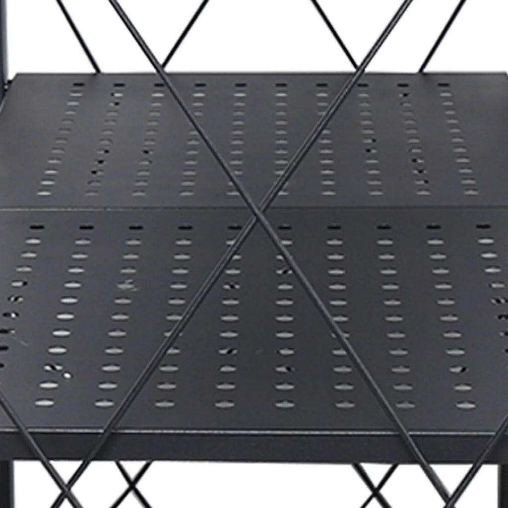 3-Tier Storage with Utility Shelves Metal Rack Kitchen Movable Trolley (Black) Cart Miumaeov Holder Foldable Rolling Wheel