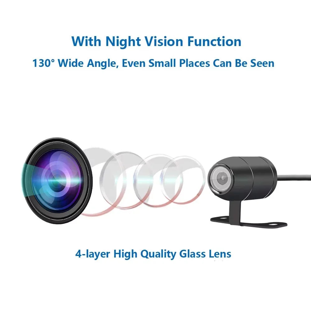 Front 1080P Channels VSYSTO 2 WiFi Cam, Motorcycle G-sensor & Angle Camera HD Recorder, Video Night Wide Dash No Driving Rear Loop 130° Vision Recording, Screen