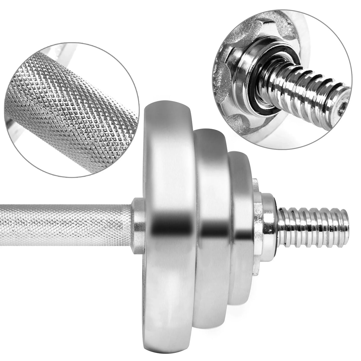 Detachable Fitness Set for Adjustable Barbells 66LB Silver Dumbbell Weight Exercise, Household SAYFUT Dumbbells Gym