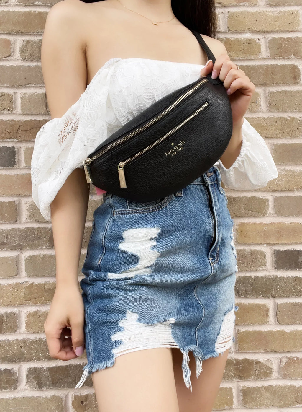 Black Spade Kate Waist Leila Bag Fannypack Leather Pebbled