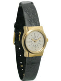 Leather Braille Ladies Watch Tone Quartz Band Gold with