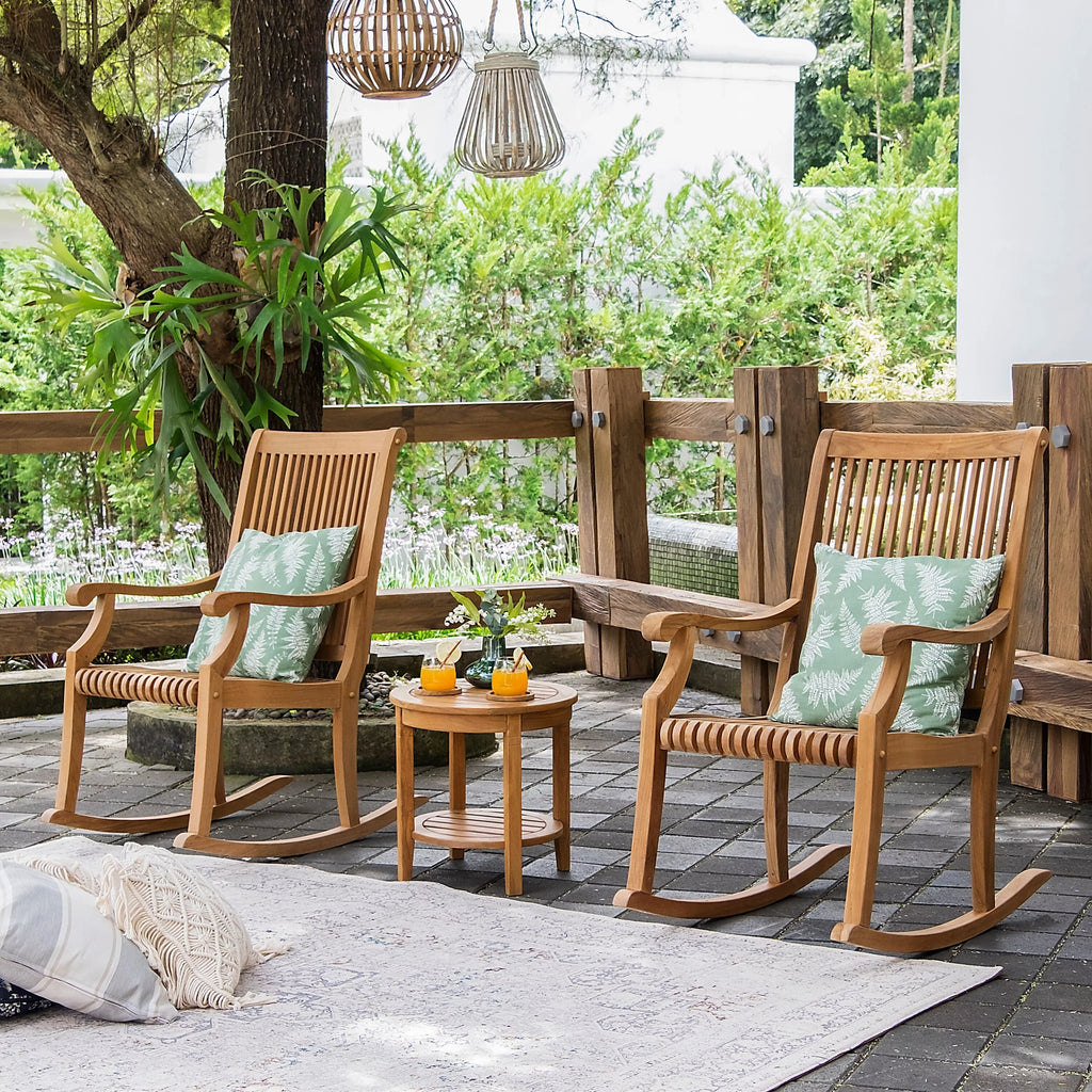 Chat Rocking Teak Chair Casual 3-piece Set Cambridge Chara exterior