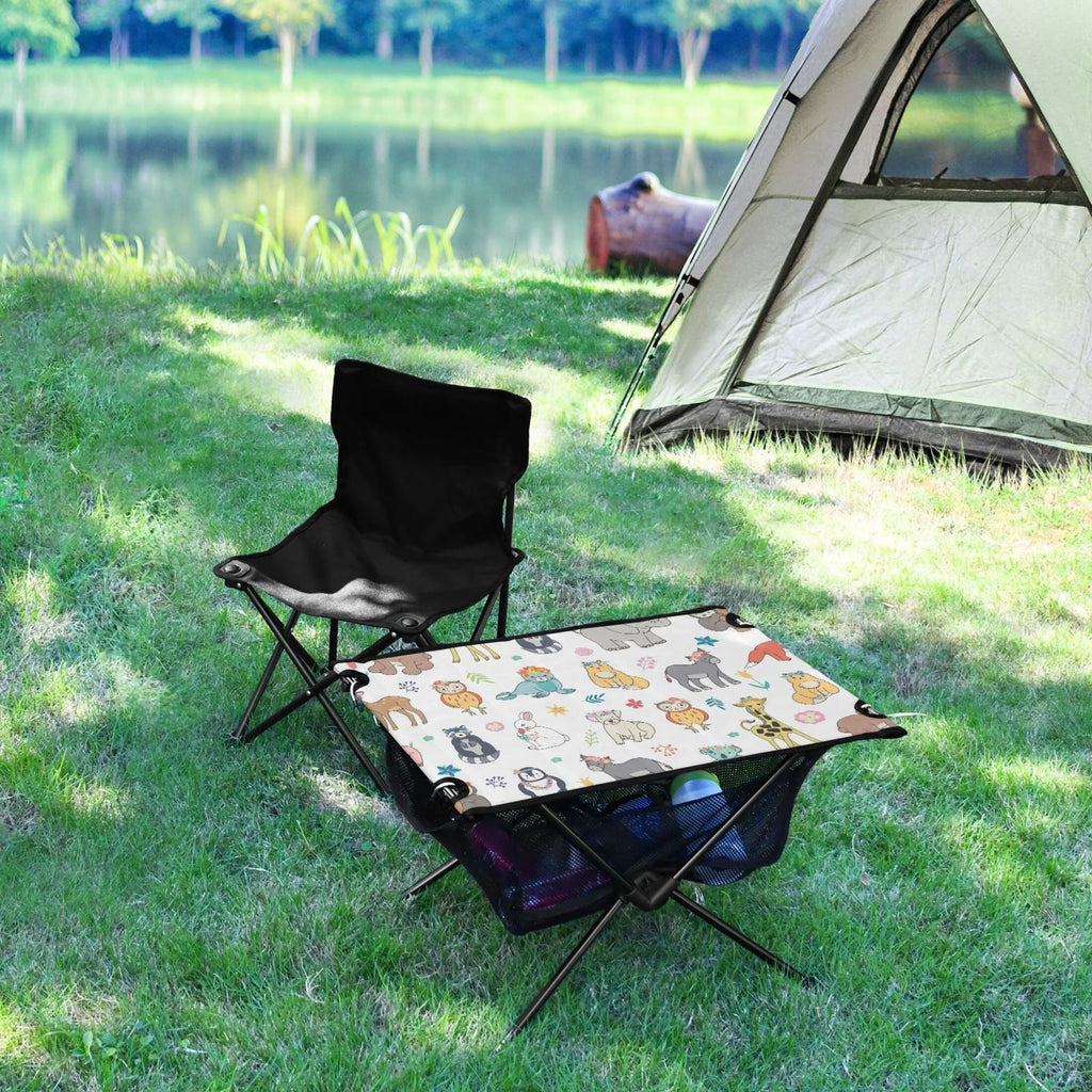 Elephant Beach with Giraffe Table Bear exterior Table Travel Portable Table Fox Camping for Bag Fishing Folding Storage Compact Picnic BBQ Cartoon