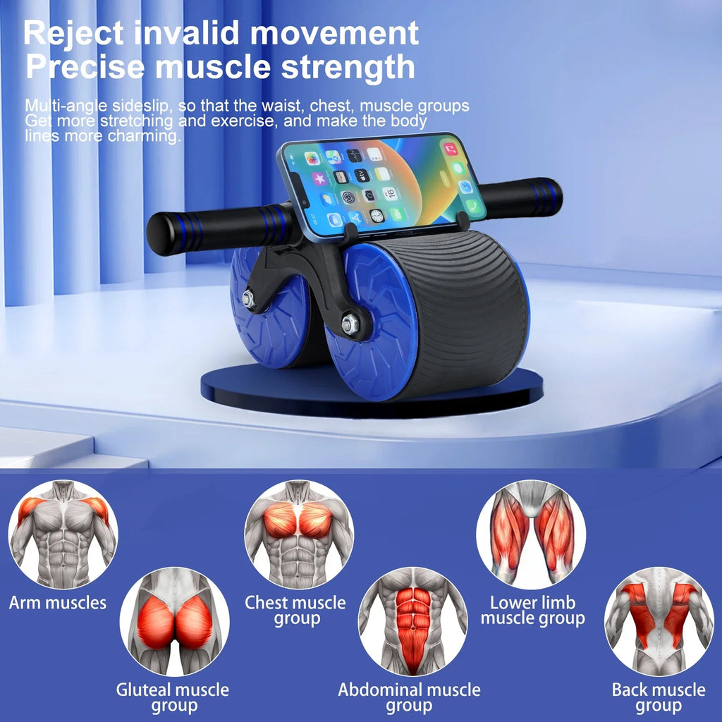 Core Beginner Muscle Wheel Abs Training. Gym Home Roller to Ab Equipment for Training Wheel - Rebound Abdominal Abdominal Automatic Strength Advanced at Workout Fitness Strength for Wheel,
