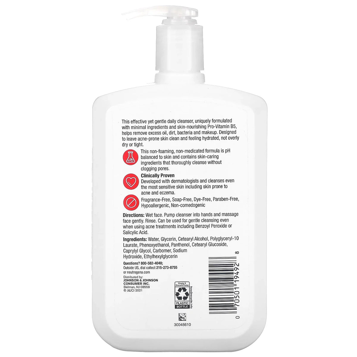 Ultra With Cleanser 16 oz Gentle, Fragrance-Free, fl Neutrogena, Daily Pro-Vitamin B5,
