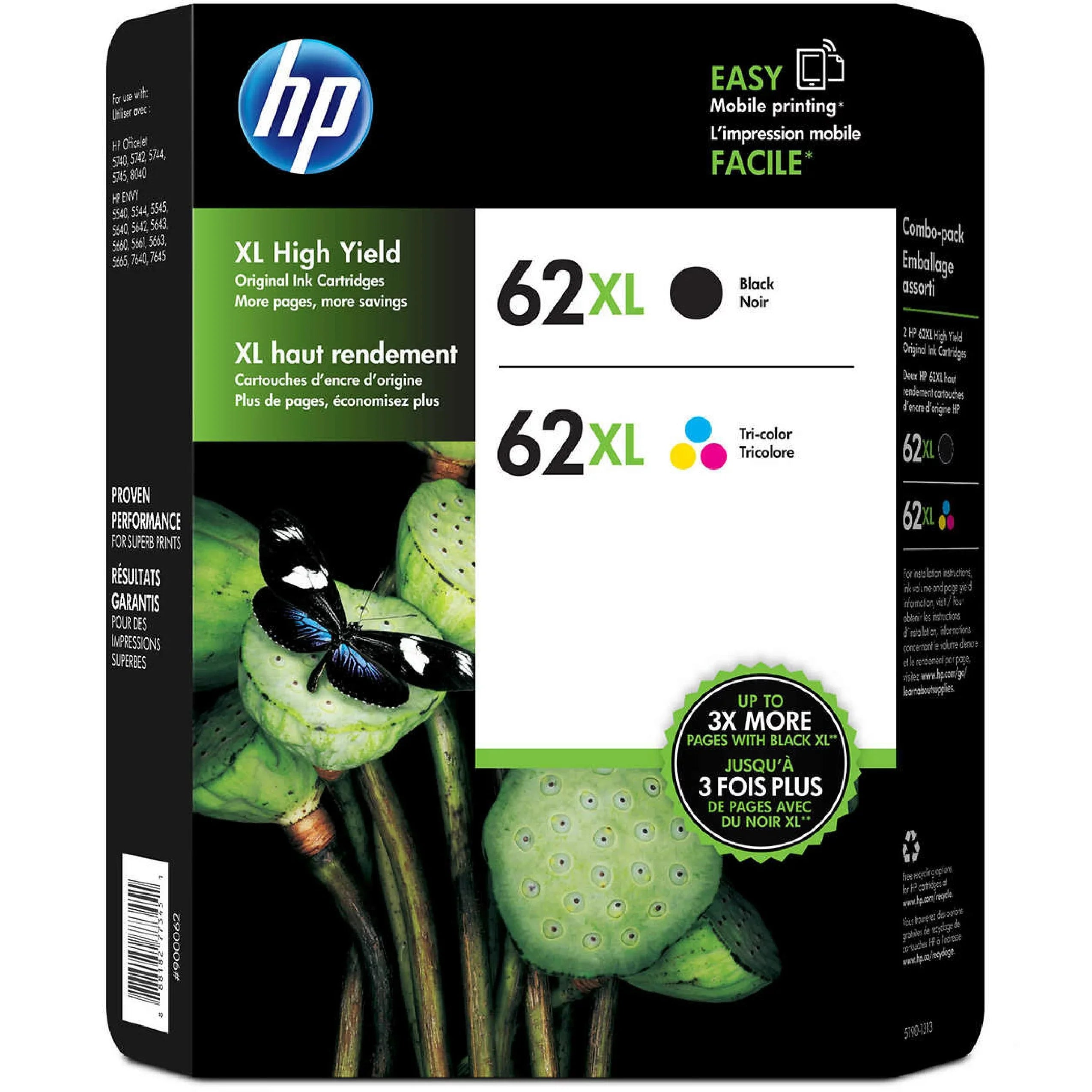 Ink Combo 62XL Color & Ink Cartridge Black HP