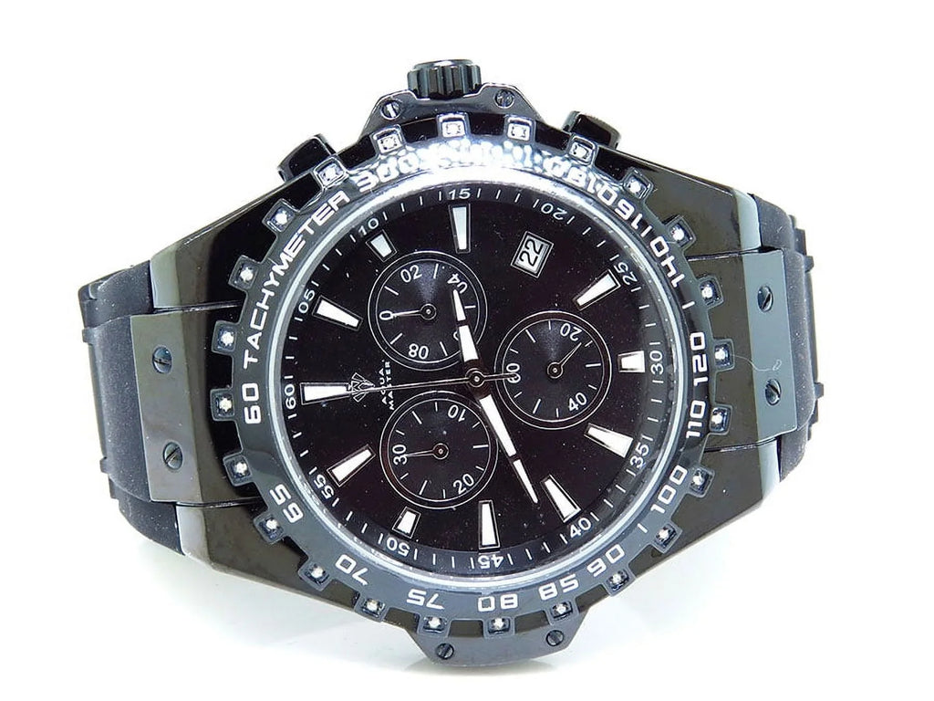 Rubber Jojo Rodeo Joe Signature 0.26ct Watch Black 48mm Band Mens
