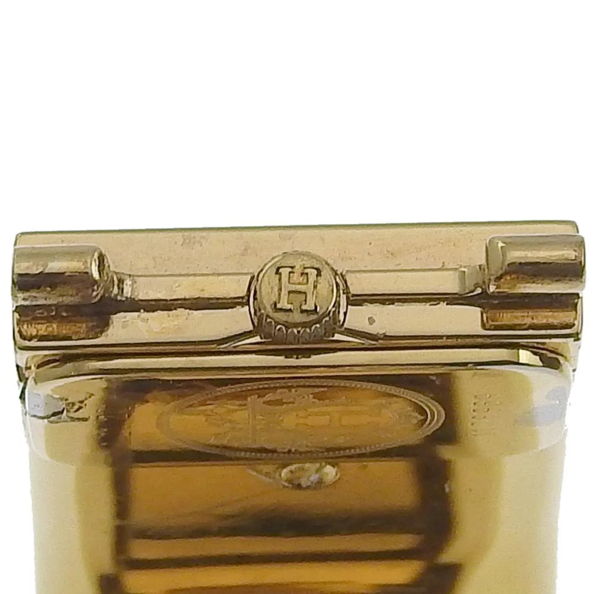 Watch Analog (Fair) Dial Swiss Location Plated Quartz Display Gold Green Ladies LO1.201 Cloisonné Made Pre-Owned HERMES