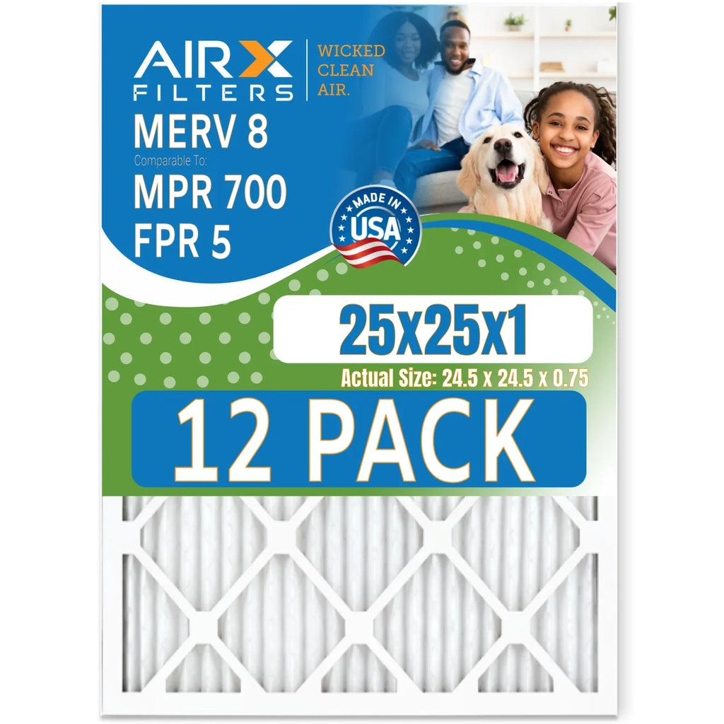 Filters MERV 700 to MPR FILTERS & Comparable 8 in AIR. FPR 5 Pack of Furnace by Rating, - CLEAN Made Filter WICKED 25x25x1 USA AIRX Air 12
