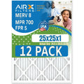 Filters MERV 700 to MPR FILTERS & Comparable 8 in AIR. FPR 5 Pack of Furnace by Rating, - CLEAN Made Filter WICKED 25x25x1 USA AIRX Air 12