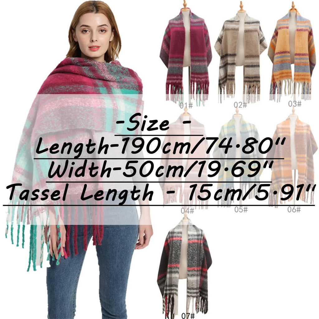 Plaid 1 Wrap Warm Christmas Winter Fall Scarf Warm Scarf Tassel For Large Gift Blanket Scarf Scarves Women 2022 Shawl Soft Classic Scarves Soft Pack Scarf Scarf Women Lightweight Thermal