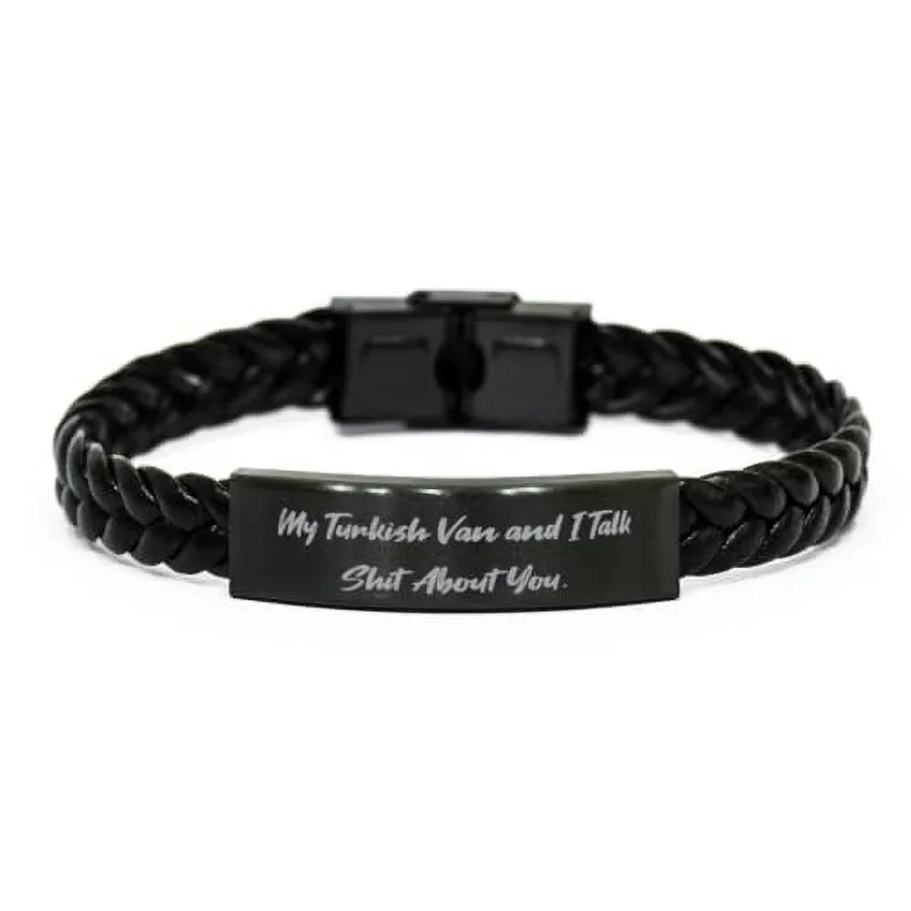 Bracelet, Cat Turkish My Van Talk. Gifts Bracelet, Van Turkish I Engraved Cat Braided Leather Van for and Inspirational Turkish