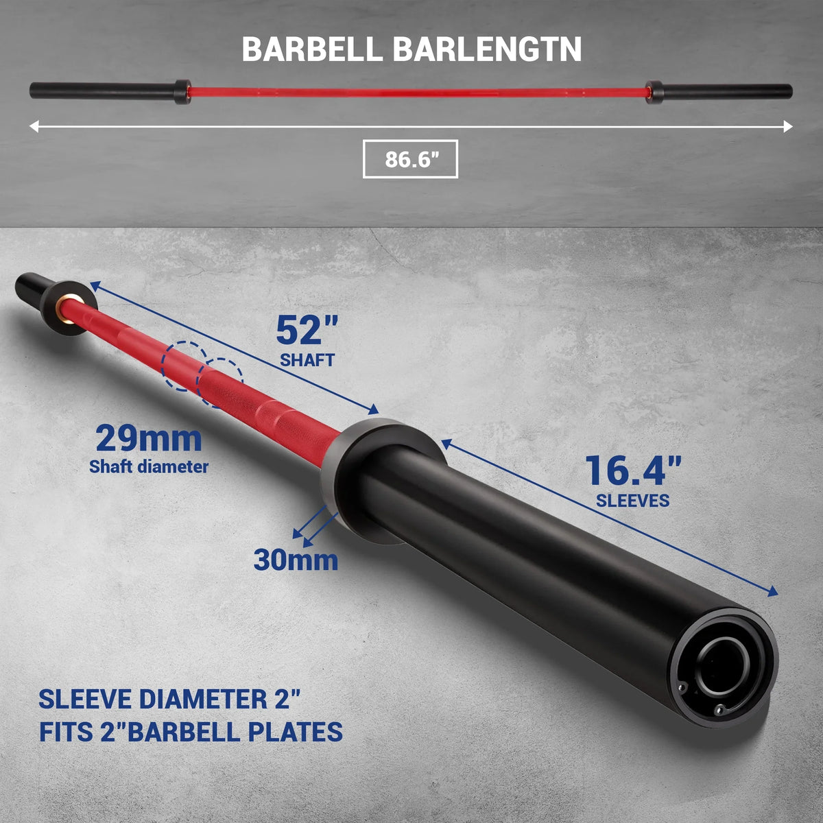 Lifting Olympic Red Weights Barbell Hard Bar Barbells Chrome Lifting Power Solid Chrome