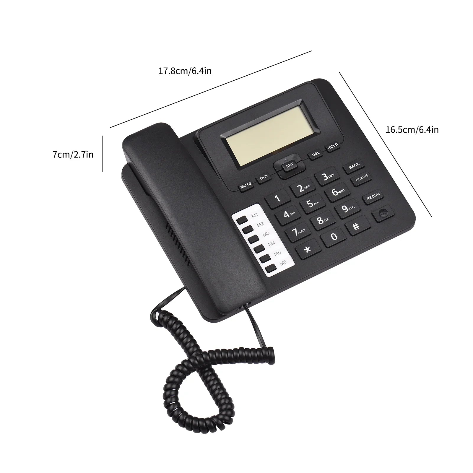 Dual Built-in Sound Chip Hands-Free/Redial/Flash/Speed Corded Date IC Control Support Elderly System Phone Phone Home Real-time Landline Black Dial/Ring DTMF/FSK for Desk Seniors Telephone