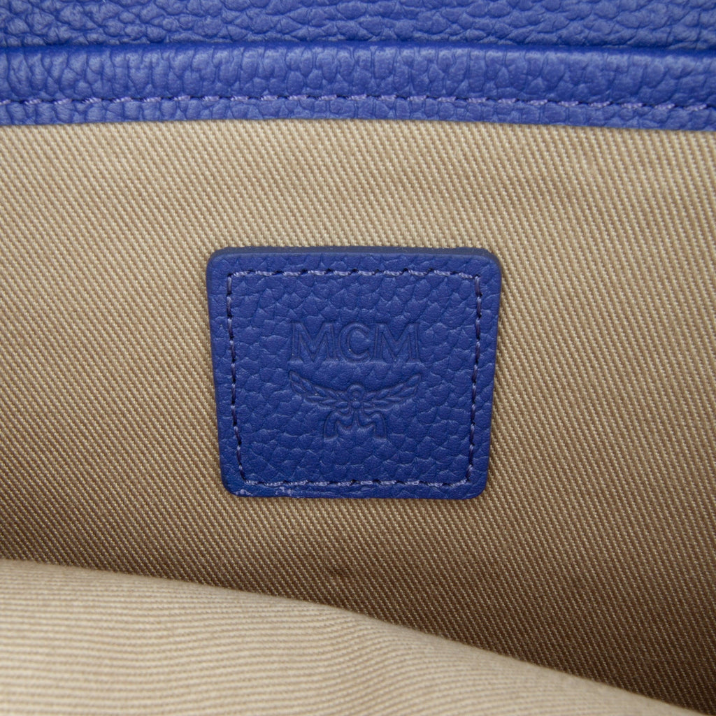 Blue Chain Patricia Leather Authenticated Pre-Owned Bag on Wallet Calf Studded MCM Unisex Crossbody (Good)