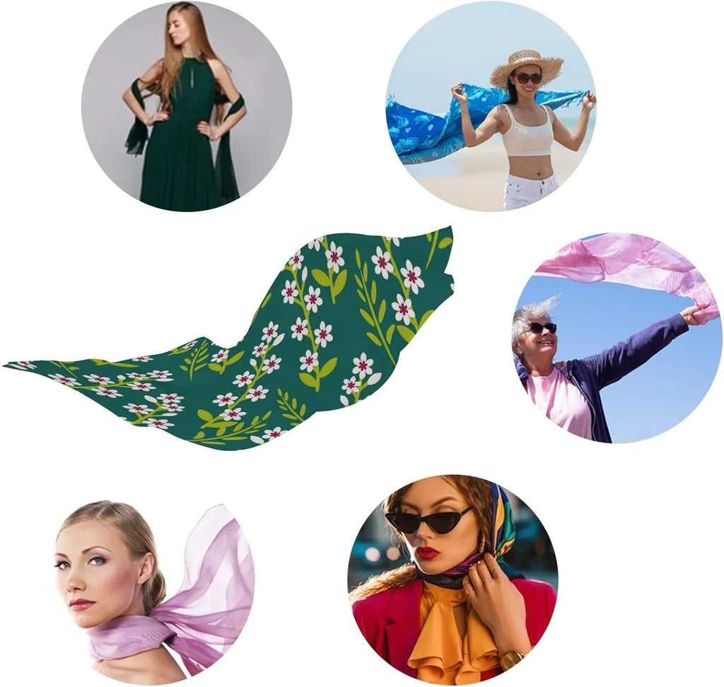 Neck Decoration Shawl Scarf Flowers Women Wrap Scarves Long Hyjoy Silk for Lightweight Girls Beautiful