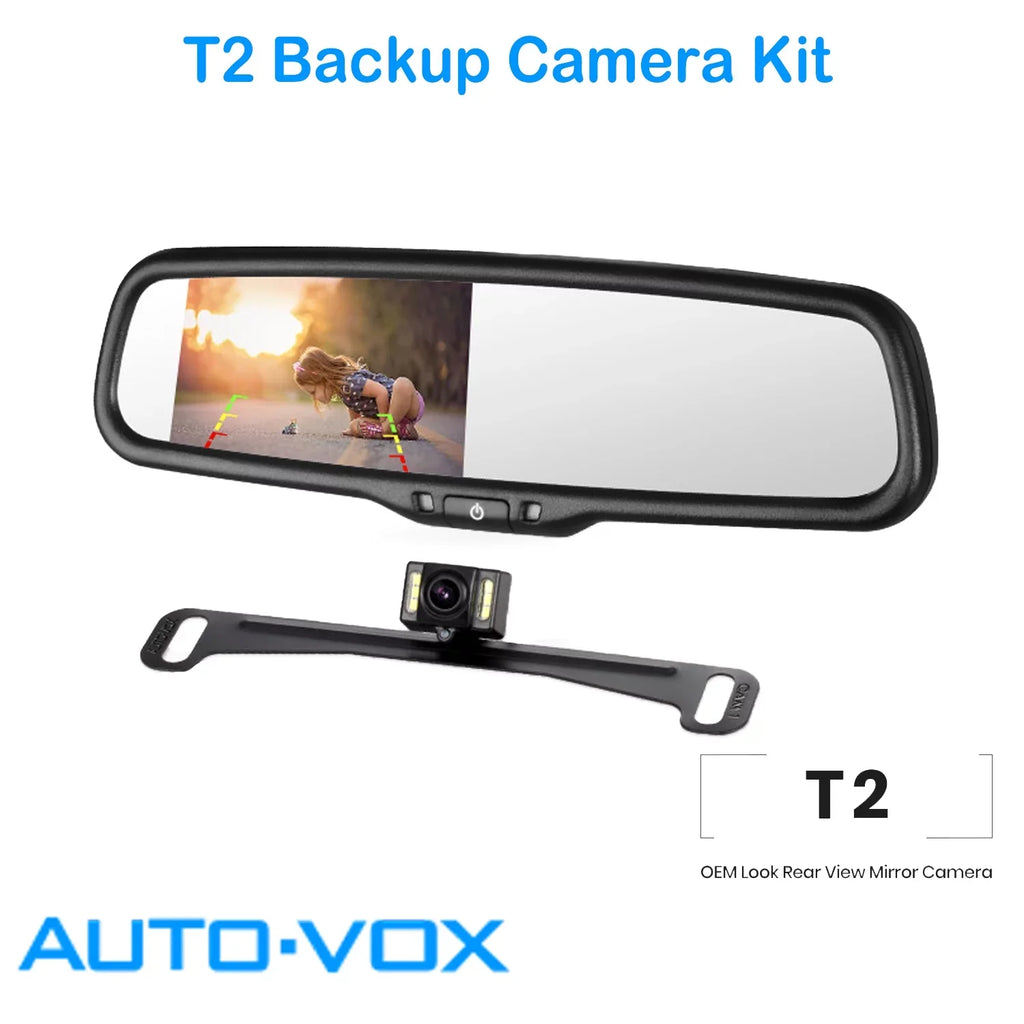 Camera Backup with Monitor View Waterproof Camera Reversing OEM for for Parking AUTO-VOX Back & IP68 Car/Trucks, Look Up Camera Mirror Rear T2