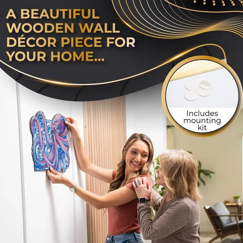 Puzzle Uniquely Premium Adults Wooden Octopus ZenChalet Precision Wood Puzzle 200 Shaped featuring Jigsaw Pieces Cut for