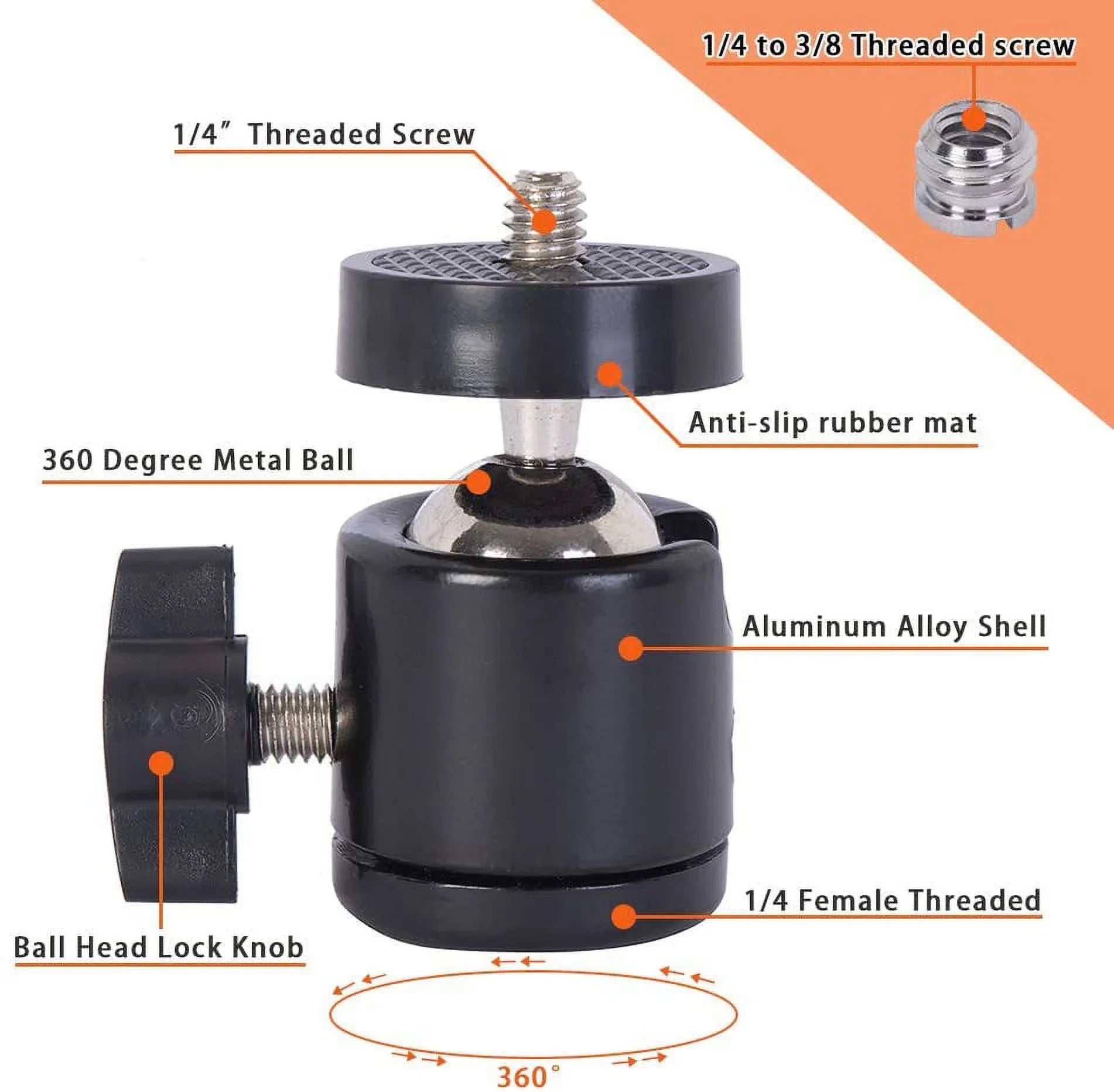 Camera Kit Car w/ Pump Mount, Mounting Vehicle Panorama Camcorder Suction Professional Vacuum 6" Cup Holder 360°