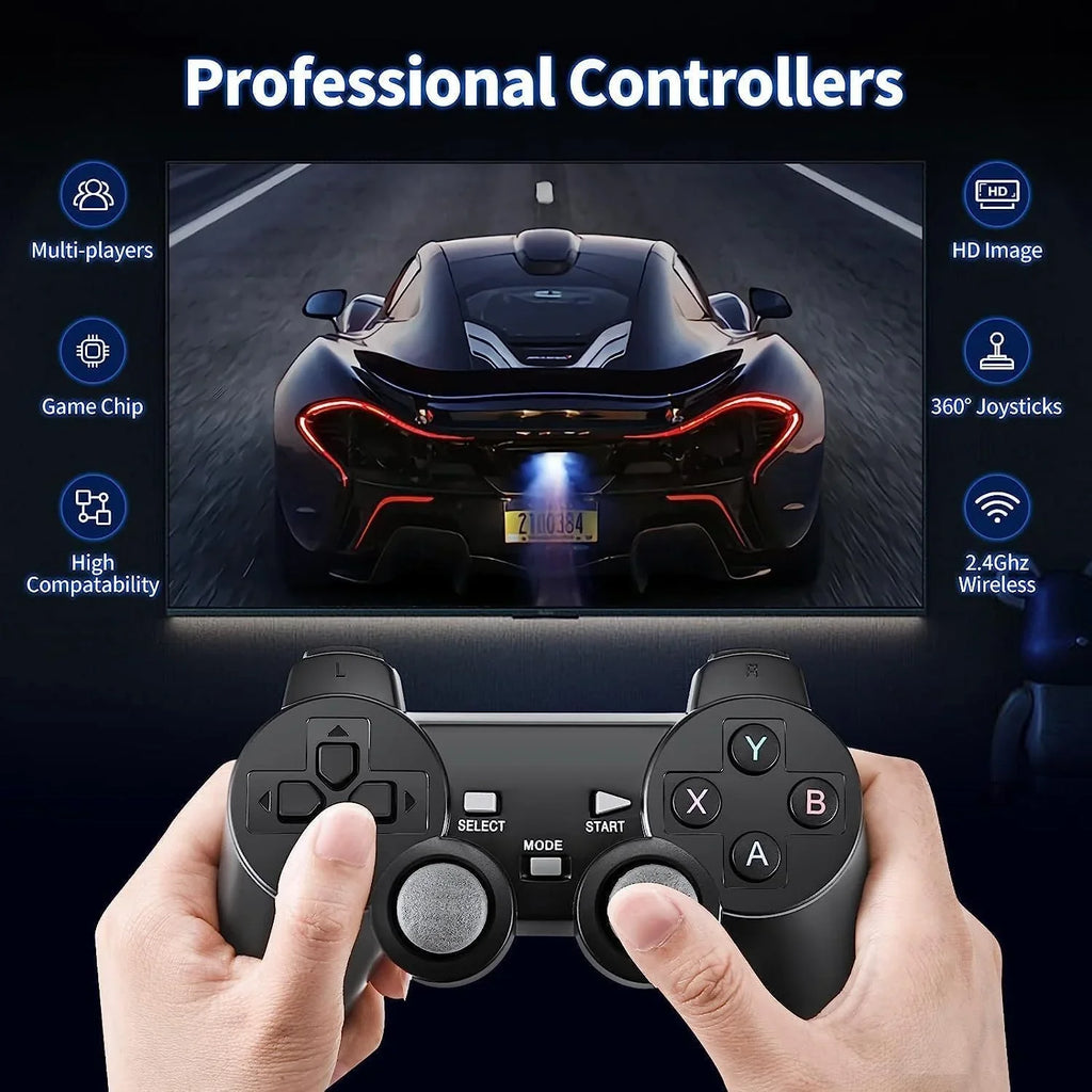 Dual Console, Emulators,with and Video Output,9 Game Stick 20000+ Wireless 2.4G Nostalgia Stick,Plug Game Retro Games,4K Game,Wireless Controllers(64G) Game Classic Play in Stick Play HD Retro Built
