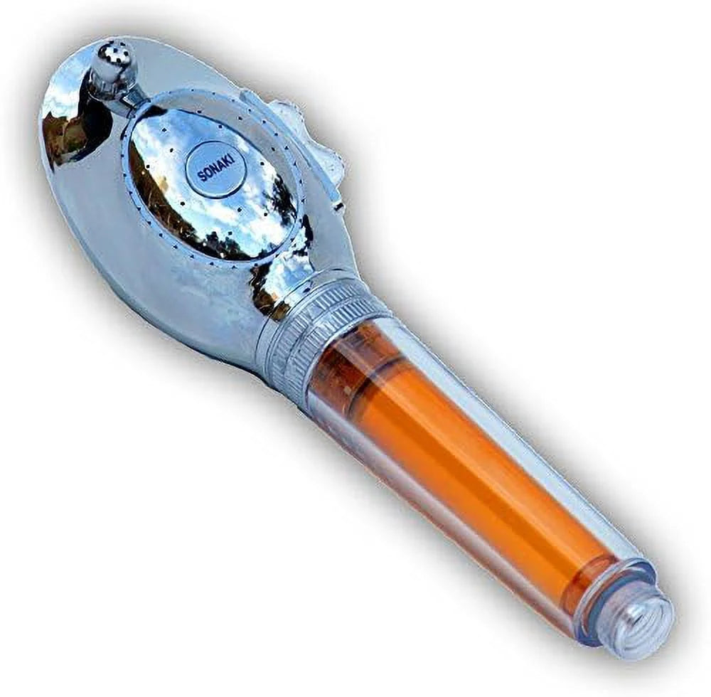 chlorine of shower filter included and liquid removes pressure 99.9% with chloramines - 2 filters - shower high - up head flow by to low