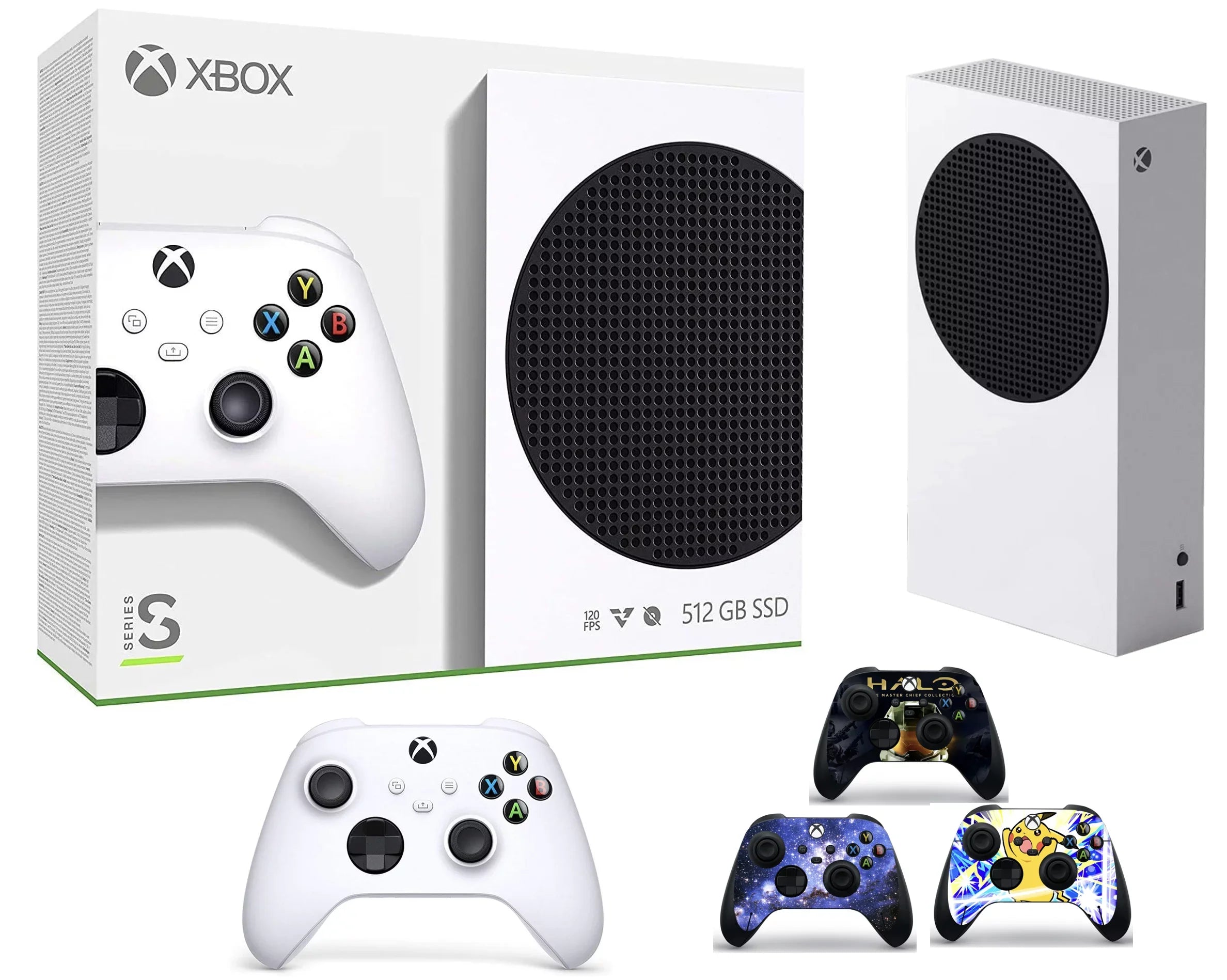 S 512GB Series Spatial 4K 2022 3D 1440p Sound, + Controller Streaming, Skins WiFi Microsoft All-Digital Newest RAM, Gaming, 10GB 3pcs-Marxsol Console, SSD GDDR6 Xbox