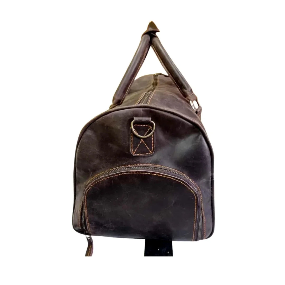 Duffle Leather Gym Travel Luggage AMERICANSTYLE Brown Cow Bag Dark Bag & Leather