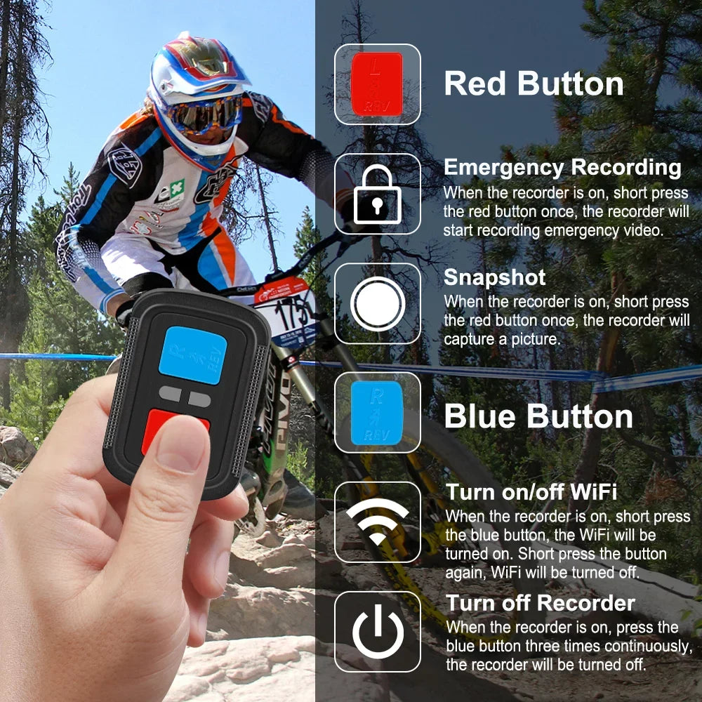 Night HD Wide G-Sensor Camera Angle WiFi Camera Bicycle Action Control, Lens Portable Remote 1080P Vision with Helmet DVR, Waterproof Recording, VSYSTO 150° Loop Camera